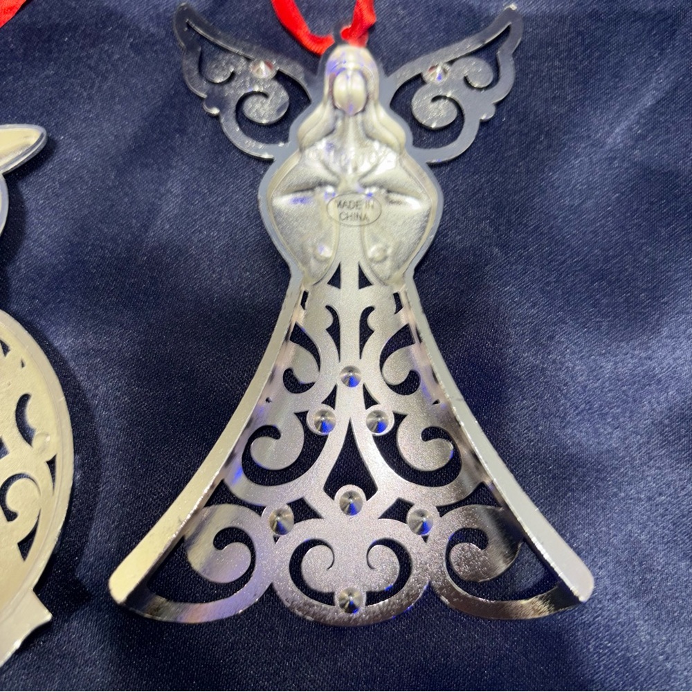 Lenox Sparkle and Scroll Multi-Crystal Silver-plated Ornaments Lot Of 5 - Picture 7 of 9